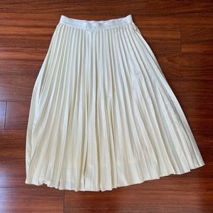 off-white pleated satin maxi skirt